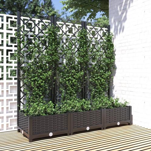 vidaXL Plantenbak met latwerk 120x40x121,5 cm polypropeen, Tuin en Terras, Bloempotten, Nieuw, Verzenden