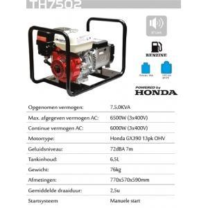Genermore th7502 groupe électrogène 7,5 kva avec moteur, Doe-het-zelf en Bouw, Gereedschap | Overige machines