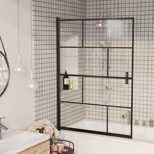 vidaXL Douchewand 100x140 cm ESG zwart, Doe-het-zelf en Bouw, Sanitair, Nieuw, Verzenden