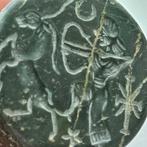 Minor Asian Marmer Bead Seal w Ibex jacht scène - 35 mm