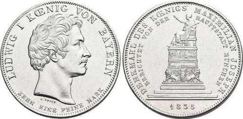 Geschichtstaler, daalder 1835 Bayern Ludwig I 1825-1848, Postzegels en Munten, Munten | Europa | Niet-Euromunten, België, Verzenden