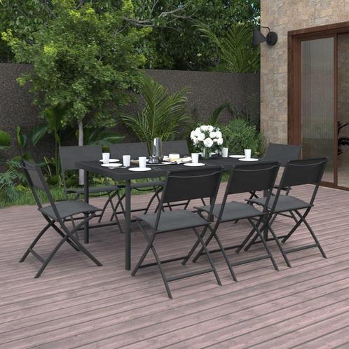 vidaXL Mobilier de salle à manger dextérieur 9 pcs, Jardin & Terrasse, Ensembles de jardin, Neuf, Envoi