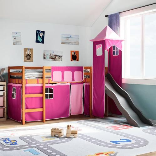 vidaXL Kinderhoogslaper met toren 90x190 cm massief, Huis en Inrichting, Slaapkamer | Bedden, Nieuw, Verzenden
