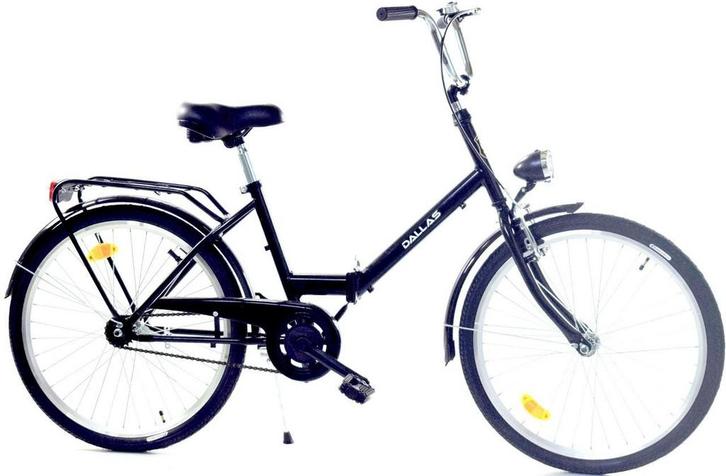 Stalen Vouwfiets 24 Inch - Zwarte Stadsfiets met LED-Verl..., Fietsen en Brommers, Fietsen | Vouwfietsen, Dames, Versnellingen