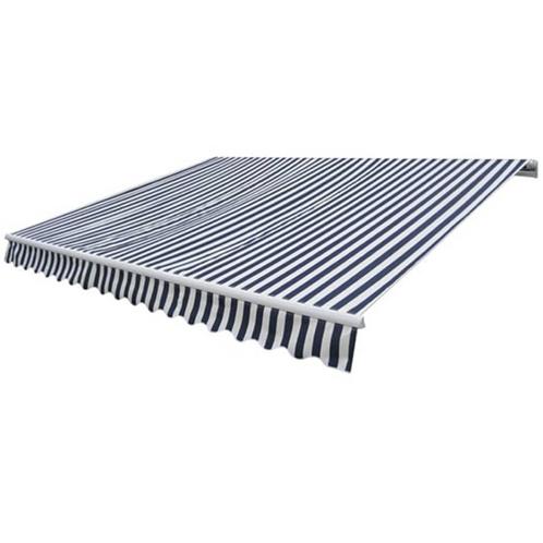 vidaXL Luifel handmatig uittrekbaar 300 cm blauw/wit, Tuin en Terras, Zonneschermen, Nieuw, Verzenden