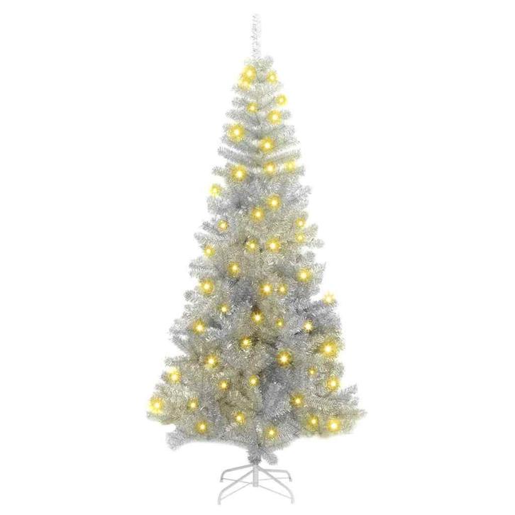 vidaXL Kunstkerstbomen met LED -striplichten Zilver 180 cm, Diversen, Kerst, Nieuw, Verzenden