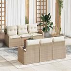 vidaXL Tuinbank Set met kussen 7 pcs Beige poly rattan, Verzenden