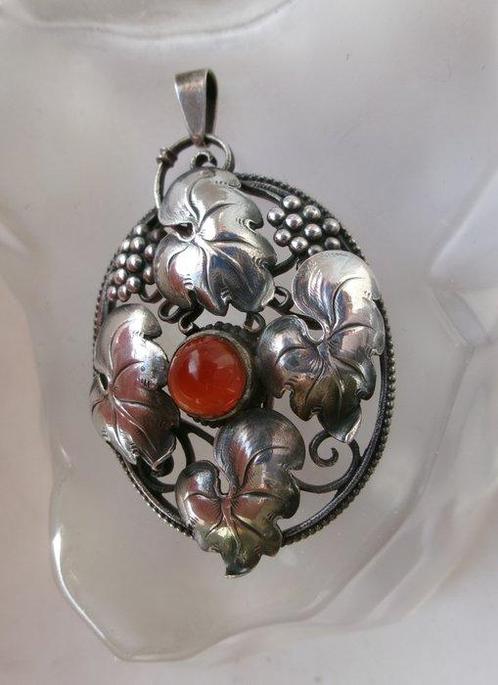 Argent, Cornaline - Pendentif - Art nouveau, Antiek en Kunst, Kunst | Designobjecten