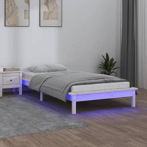 vidaXL Cadre de lit à LED blanc 75x190 cm petit simple, Huis en Inrichting, Slaapkamer | Bedden, Verzenden