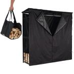 Lendo Online Brandhoutrek met Dak 180x60x180 cm Zwart, Verzenden