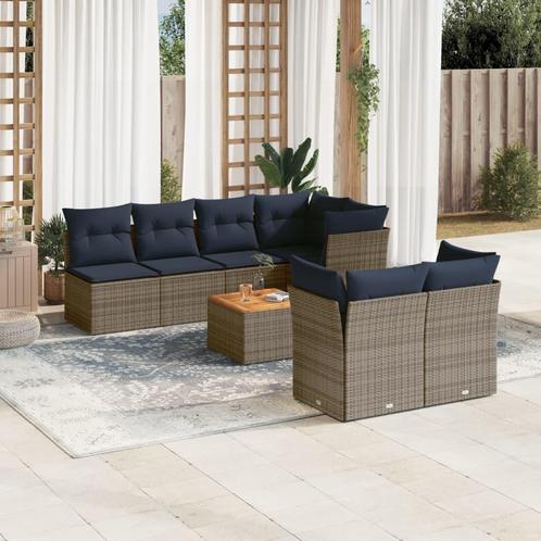 vidaXL 8-delige Loungeset met kussens poly rattan grijs, Tuin en Terras, Tuinsets en Loungesets, Loungeset, Nieuw, Verzenden