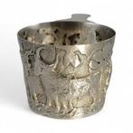 Antique sterling silver Vaphio cup with high-relief chased