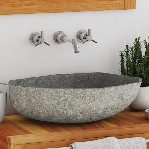 vidaXL Wastafel ovaal (45-53)x(34-41) cm riviersteen, Doe-het-zelf en Bouw, Sanitair, Nieuw, Verzenden