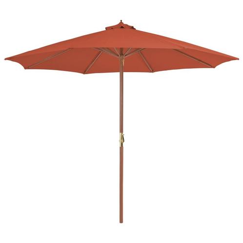 vidaXL Parasol met houten paal 300 cm terracotta, Tuin en Terras, Parasols, Nieuw, Verzenden