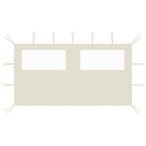 vidaXL Prieelzijwand met ramen 4x2 m crèmekleurig, Tuin en Terras, Partytenten, Nieuw, Verzenden
