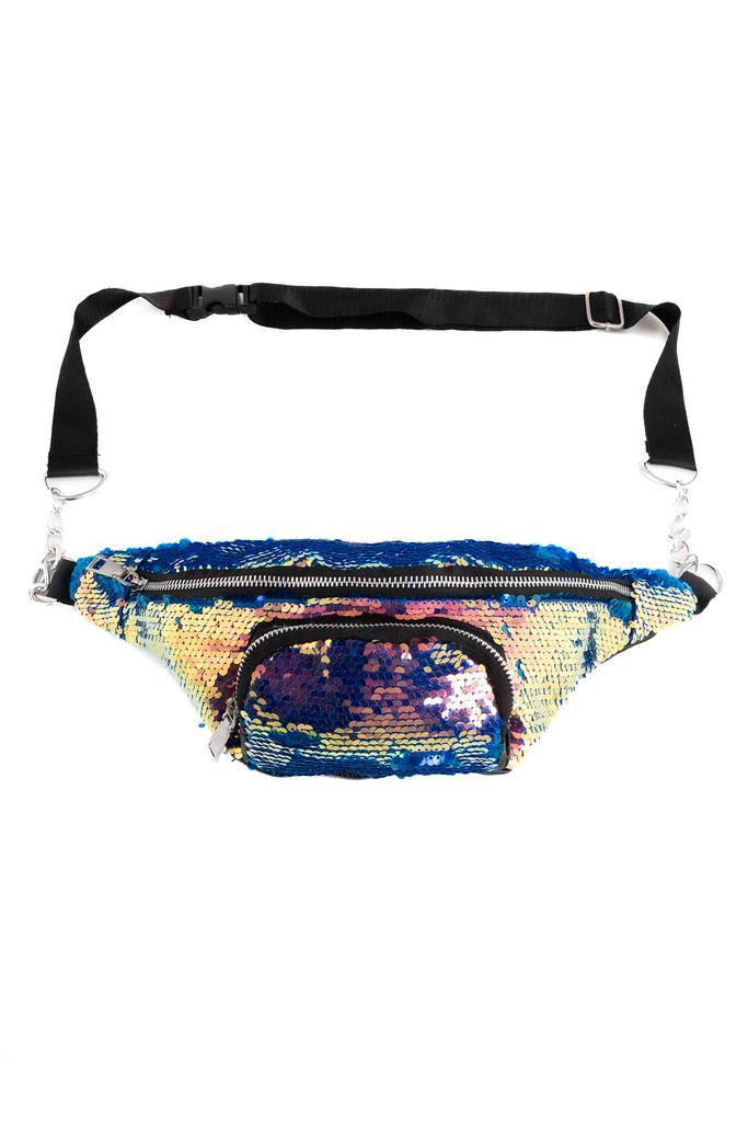 Heuptas Rond Voorvak Pailletten Olie Donkerblauw Roze Kettin, Handtassen en Accessoires, Tassen | Damestassen, Nieuw, Ophalen of Verzenden