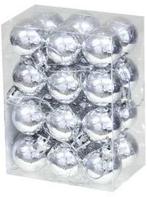 Kerstballen kunststof onbreekbaar zilver glanzend 3 cm 24, Nieuw
