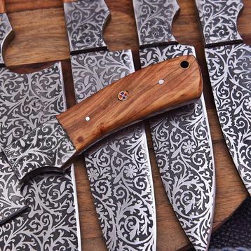Couteau de cuisine - Chefs knife - Acier D2, bois dolive