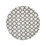 Vloerkleed rond 150 cm - wit met grijs - hoogpolig, Huis en Inrichting, Stoffering | Tapijten en Vloerkleden, Verzenden, Nieuw