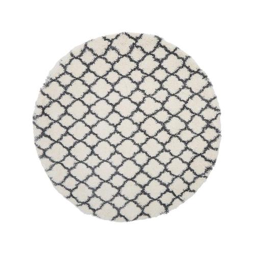 Vloerkleed rond 150 cm - wit met grijs - hoogpolig, Maison & Meubles, Ameublement | Tapis & Moquettes, Envoi