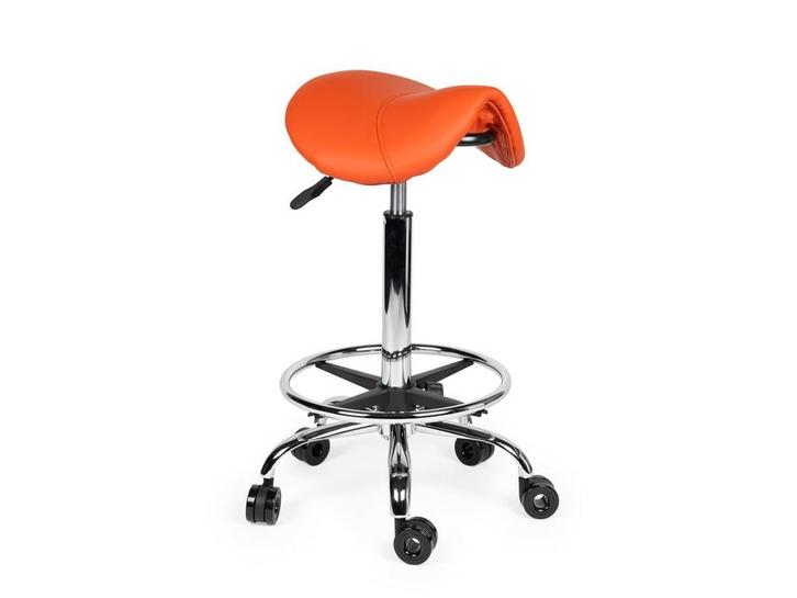 Kapperskruk Oranje - Hoge uitvoering met Voetsteun, Huis en Inrichting, Krukjes, Nieuw, In hoogte verstelbaar