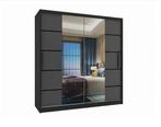 Kledingkast zwart antraciet 158 cm breed met spiegel en 2..., Huis en Inrichting, Kasten | Kleerkasten, Met lade(s), 150 tot 200 cm