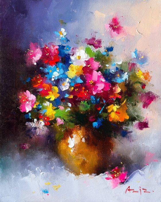 Aziz Sulaimanov - Autumn Bouquet, Antiek en Kunst, Kunst | Schilderijen | Modern