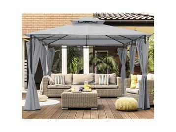 Veiling - Luxe prieel Vernazza + LED-verlichting    -Grijs-, Tuin en Terras, Partytenten, Nieuw