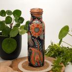 Puur koperen waterfles met bloemenprint ± 750 ml/290 gr., Ophalen of Verzenden, Nieuw