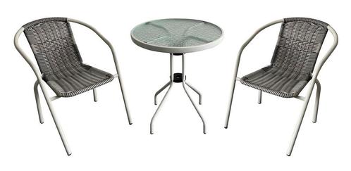Tuinset bistroset stoelen + tafel grijs 3dlg, Tuin en Terras, Tuinsets en Loungesets, Bijzettafel, Stoel, Nieuw, Tuinset, 2 zitplaatsen