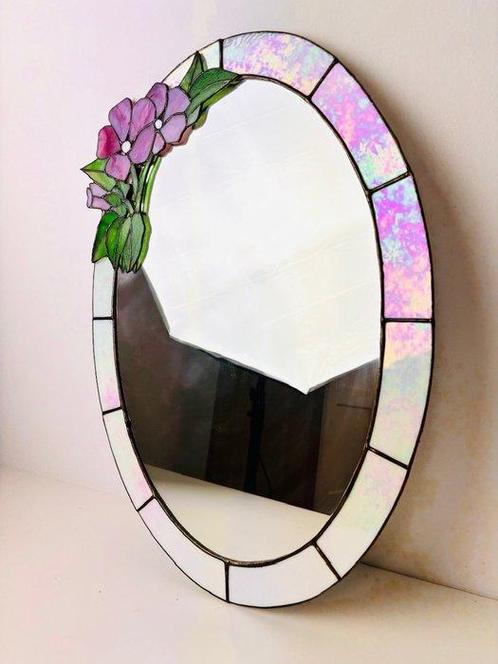 Miroir- Miroir de style Tiffany « Art Nouveau » - Vitrail, Antiek en Kunst, Kunst | Designobjecten