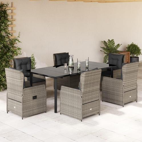 vidaXL 7-delige Tuinset met kussens poly rattan grijs, Tuin en Terras, Tuinsets en Loungesets, Tuinset, Nieuw, Verzenden