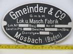 EisenbahnSchild Gneinder & Co Mosbach (Spoorwegen 1:1), Verzamelen, Spoorwegen en Tram, Ophalen of Verzenden, Gebruikt, Overige typen