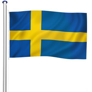 Aluminium vlaggenmast in hoogte verstelbaar met vlag - Zwede
