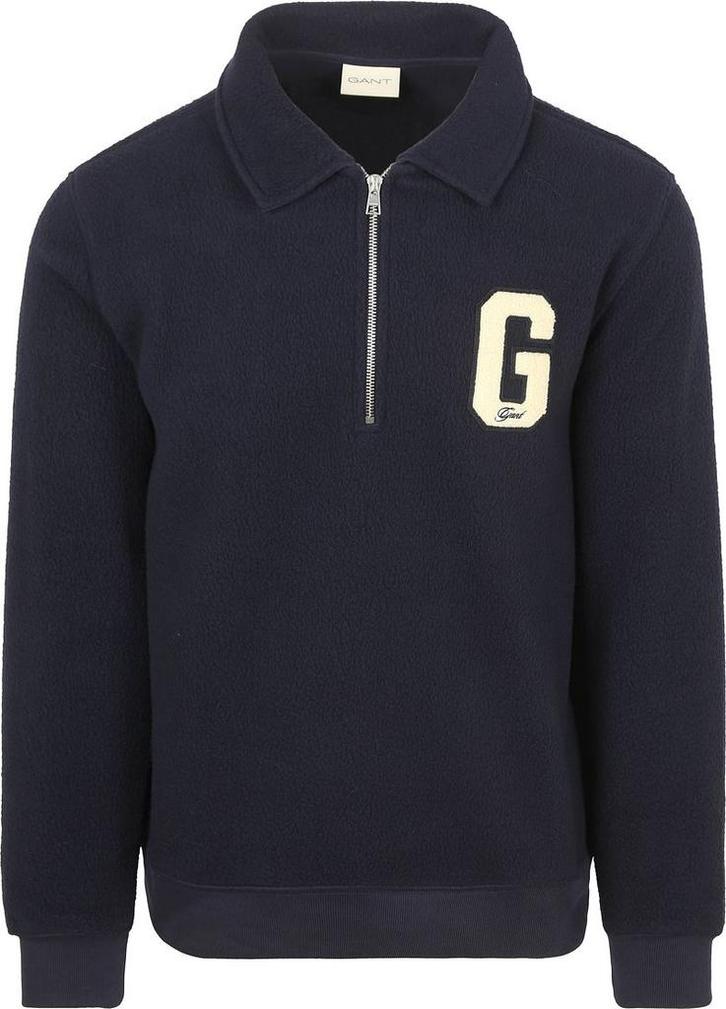 Gant Halfzip Trui Fleece Navy maat Maat 52/54 (L) Heren, Kleding | Heren, Truien en Vesten, Blauw, Nieuw, Maat 52/54 (L), Verzenden