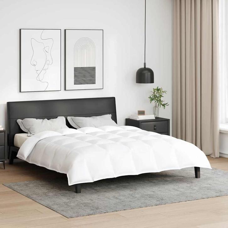 vidaXL 2-in-1 Dekbedovertrek Wit 240 x 260 cm Veer, Maison & Meubles, Chambre à coucher | Linge de lit, Envoi