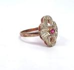 Zonder Minimumprijs - Ring - 9 kt. Roségoud, Zilver Robijn -, Nieuw