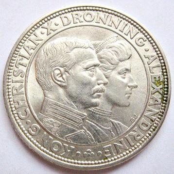 Danemark. 2 Kroner 1923 Christian X Silver Wedding beschikbaar voor biedingen