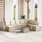 vidaXL Tuinbank Set met kussen 9 pcs Poly rattan, Tuin en Terras, Verzenden, Nieuw