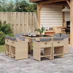 vidaXL 9-delige Tuinset met kussens poly rattan gemengd, Tuin en Terras, Verzenden, Nieuw, Tuinset