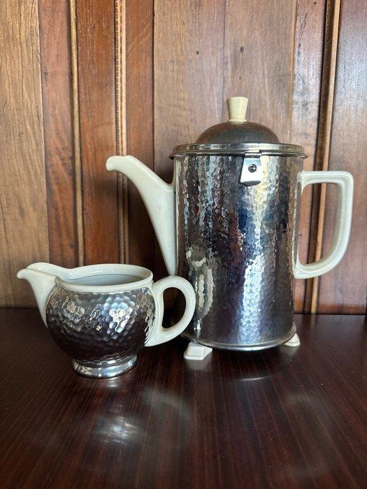 Theeketel (2) - Keramiek, Chroom - vintage Art Deco de pot, Antiek en Kunst, Kunst | Designobjecten