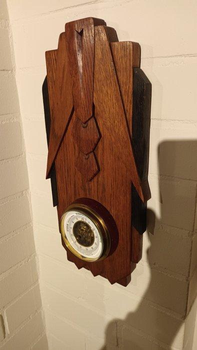 Amsterdamse School Aneroid barometer - Hout, Metaal, Glas, Antiek en Kunst, Curiosa en Brocante