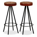 vidaXL Tabourets de bar lot de 2 cuir véritable, Verzenden, Neuf