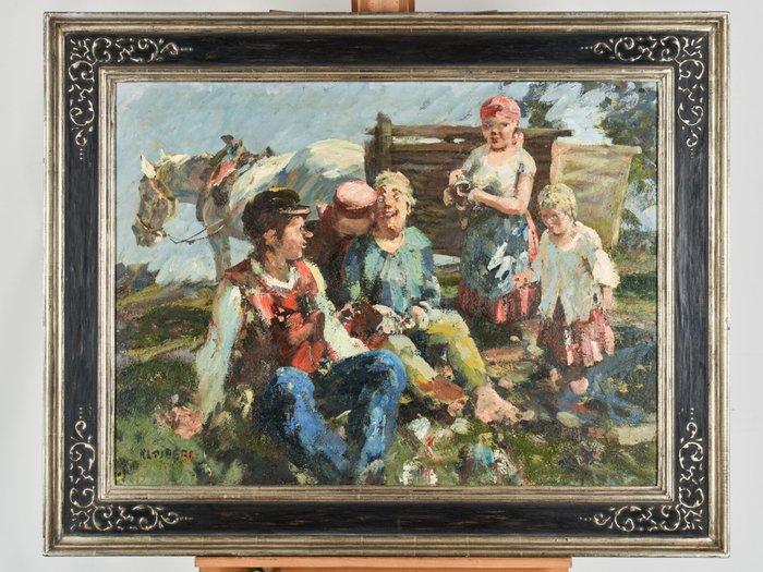 Heinz Klaiberg, (1917-1995) - Lachend bij de huifkar, Antiquités & Art, Art | Peinture | Classique