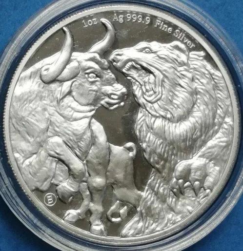 Tokelau. 5 Dollars 2022 Bull and Bear, 1 Oz (.999)  (Sans, Postzegels en Munten, Munten | Europa | Niet-Euromunten