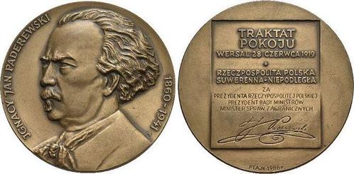Bronze-medaille 1986 Musik Paderewski, Ignaz Jan 1860-194..., Postzegels en Munten, Penningen en Medailles, Verzenden