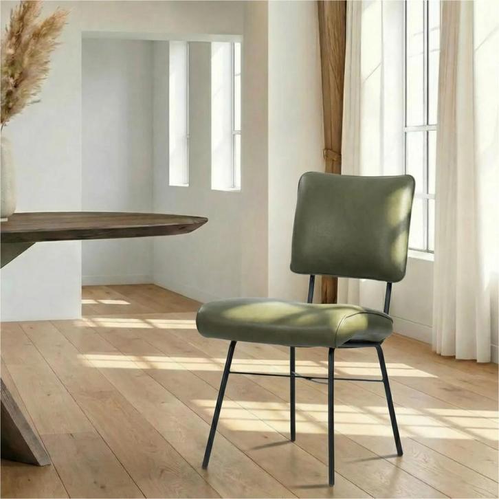 Leren eetkamerstoel Solid - Granada Moss (olijf/groen) -, Huis en Inrichting, Stoelen, Nieuw, Leer, Ophalen of Verzenden