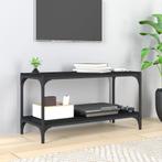 vidaXL Tv-meubel 80x33x41 cm bewerkt hout en staal zwart, Huis en Inrichting, Verzenden, Nieuw