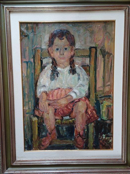 Italiaanse school (XX) - Ritratto di bambina seduta, Antiquités & Art, Art | Peinture | Classique