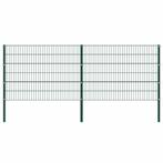 vidaXL Schuttingpaneel met palen ijzer 349x120 cm groen, Verzenden, Nieuw